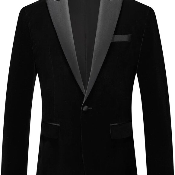 Luxury Men's Slim Fit Velvet Blazer with Padded Shoulders - Perfect for Weddings